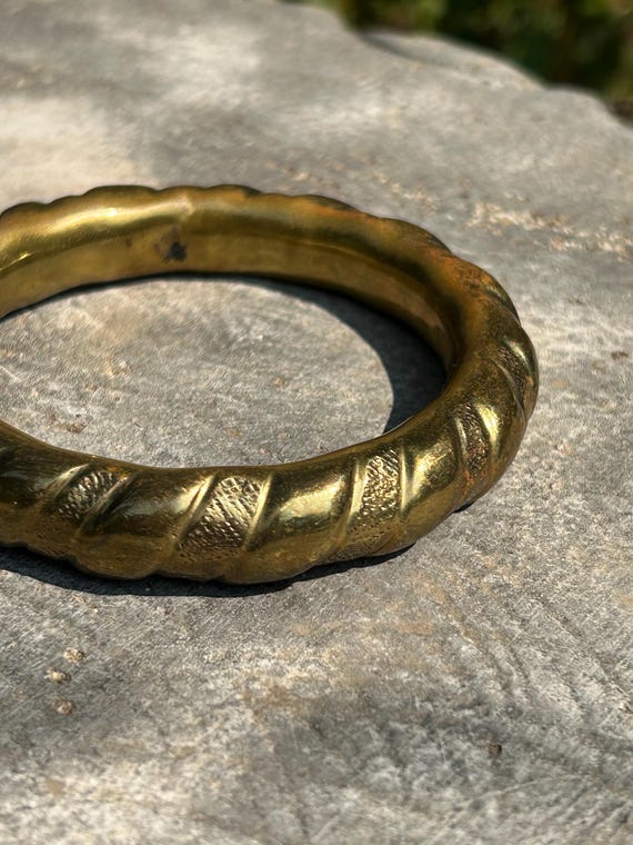 Vintage Solid Brass Textured Designed Chunky Heav… - image 3