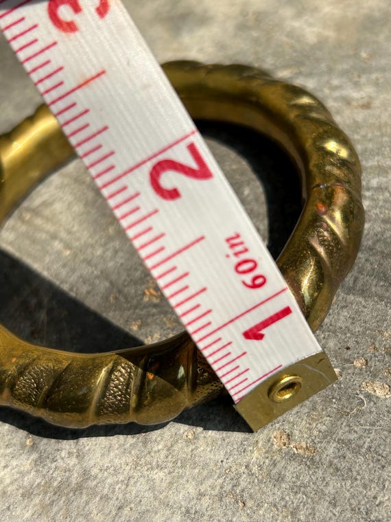 Vintage Solid Brass Textured Designed Chunky Heav… - image 10