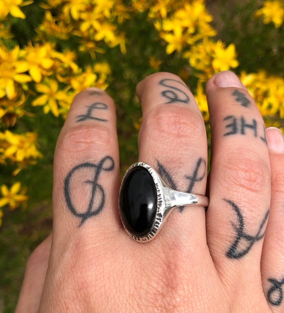 Vintage large onyx stone + sterling silver southw… - image 5