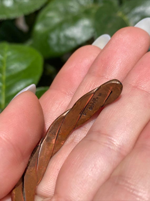 Vintage Solid Twisted copper Native American sout… - image 8