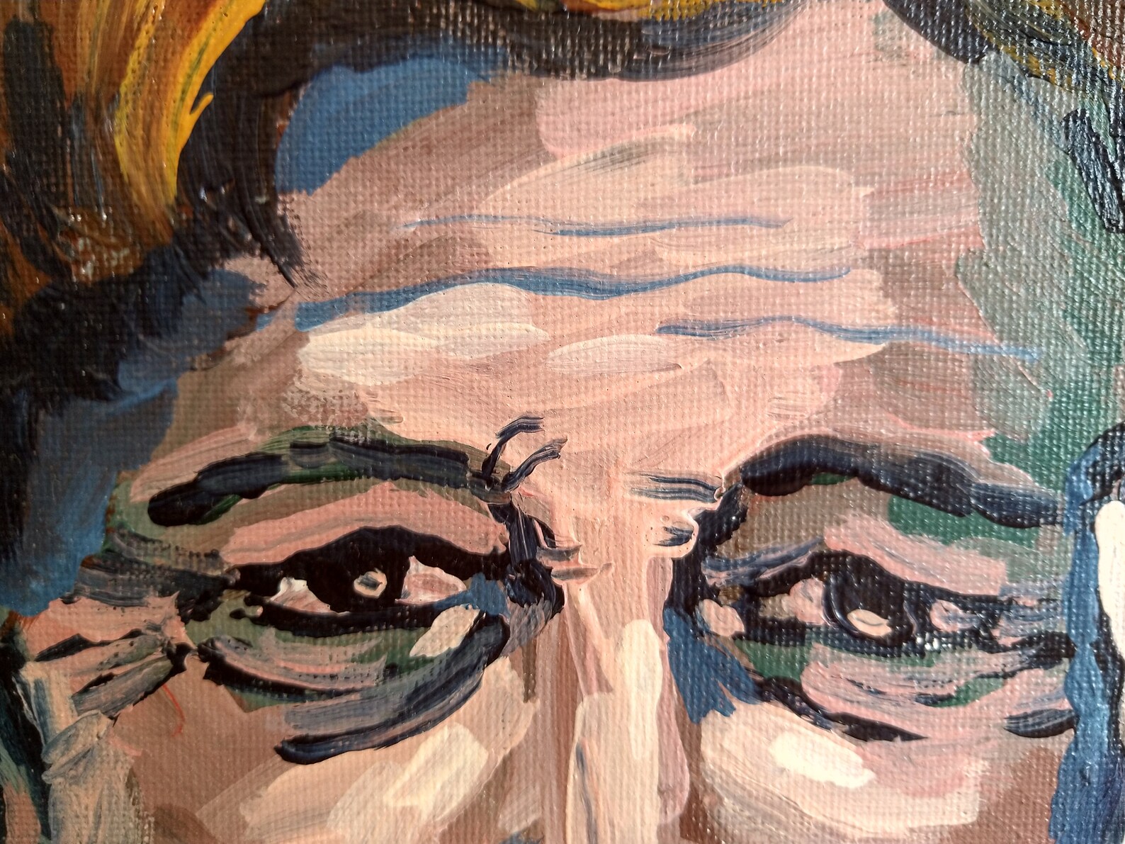 Original wall art painting on canvas of man leaning on hand Etsy