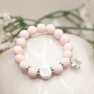 Children&#39;s bracelet with letter, baptism bracelet, baby bracelet, bracelet for newborn, bracelet for birth, baby pearl bracelet, newborn bracelet
