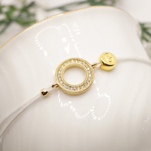 Pulsera círculo redondo oro, pulsera con letra, pulsera para hermana, mejor amiga, colega, pulsera de la suerte, idea de regalo