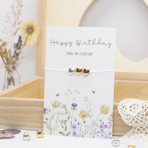 Geburtstagsgeschenk beste Freundin, Happy Birthday Armband mit Karte Freundschaftsarmband, Herz Armband gold, Geschenk für Schwester, Mutter