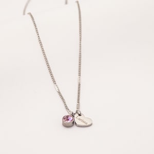 Collar de piedra de nacimiento, collar con placa de grabado, collar de letras, collar de grabado lavado, collar personalizado, collar con nombre