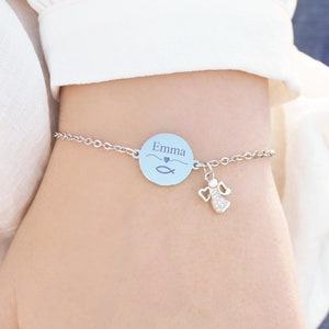 Personaliseerbare armband met gravure, communiearmband, beschermengelarmband, naamarmband, bevestigingsgeschenk, doop, bevestiging