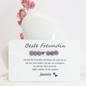 Bracciale per la migliore amica, braccialetto cuore, braccialetto dell'amicizia con bigliettino, braccialetto portafortuna, portafortuna con cuore, regalo compleanno