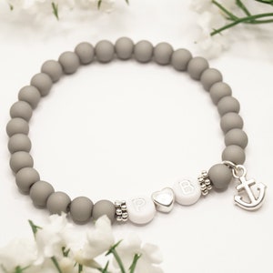 Pulsera ancla, pulsera de perlas con carta, carta de deseo, pulsera personalizada, pulsera de la amistad, regalo mejor amiga,