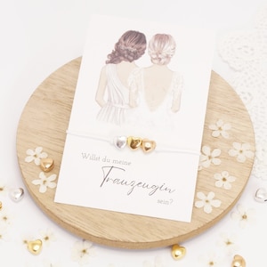 Trauzeugin fragen, Trauzeugin Armband, Geschenk Trauzeugin, Armband Herz, Armband mit Karte