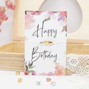 Geburtstagsgeschenk beste Freundin, Happy Birthday Armband mit Karte Freundschaftsarmband, Herz Armband gold, Geschenk für Schwester, Mutter