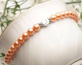 Perlenarmband mit Buchstabe ,Personalisiertes Armband Initiale, Geschenk für beste Freundin, Armband für Kollegin, Mutter, Schwester