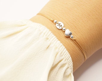 Bracelet letter, heart bracelet, personalized wish bracelet initial, friendship bracelet, best friend gift, lucky bracelet