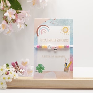 Schulkind Armband, Einschulung Mädchen, Schultüte Mädchen, Schulanfang Geschenk, Einschulung Glücksbringer, Karte Schulkind Armband
