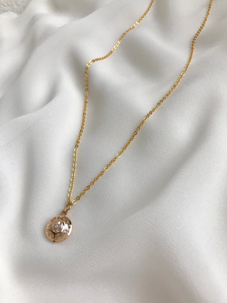 gold stone Necklace with pendant