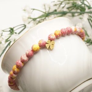 Pulseira trevo personalizada, pulseira de pérola trevo, pulseira da sorte, amuleto da sorte, presente de aniversário, ideia de presente para namorada