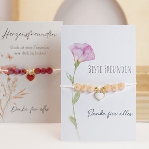 Herz Armband, Freundschaftsarmband mit Karte, Armband für beste Freundin, Glücksarmband, Glücksbringer mit Herz, Geburtstagsgeschenk