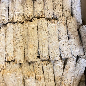 California White Sage Smudge Stick size 6&quot; long. Wholesale Bulk White Sage for National & International.