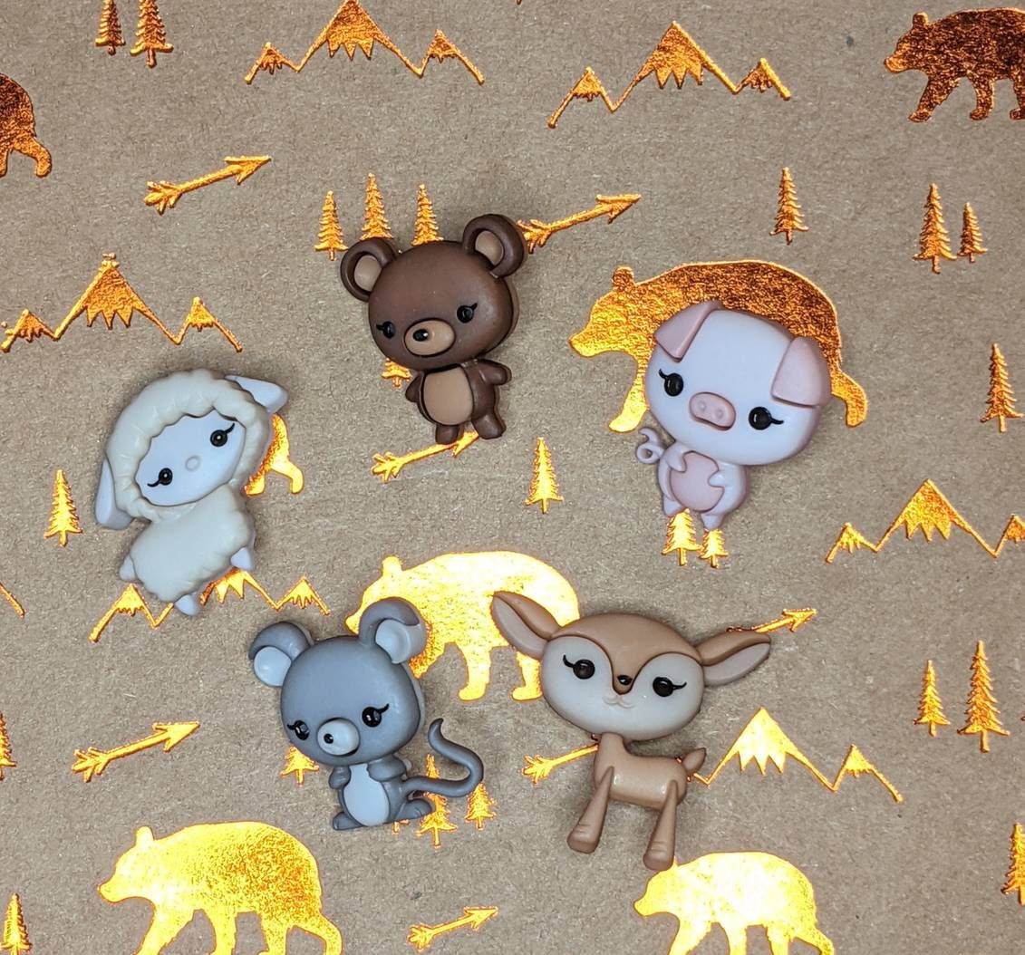 Set of 5 Cute Animal Pin Badges. Plus lovely surprise Etsy