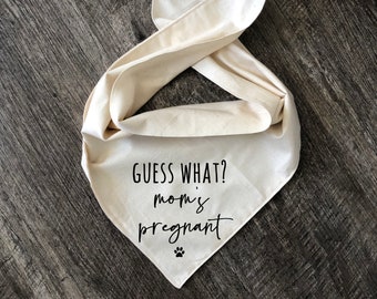Guess what mom's pregnant dog bandana, Baby Announcement Dog Bandana, Baby Shower Gift, New Baby Gift, Baby Pregnancy Announcement