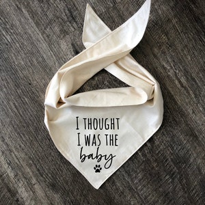 Pregnancy announcement, I thought I was the baby dog bandana, Tie on dog bandana, custom baby announcement dog bandana, muslin dog bandana