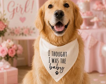 I thought I was the baby dog bandana, Tie on dog bandana, baby announcement dog bandana, going to be a big sister, muslin dog bandana