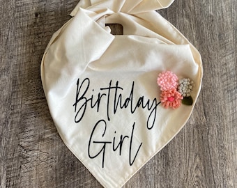 Birthday girl dog bandana, Dog birthday bandana, dogs first birthday, Happy Birthday Dog Bandana, Tie on Dog bandana, Floral dog bandana