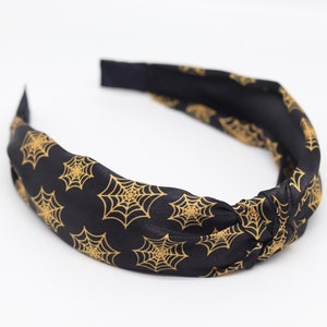 Spider Web Halloween Headband: Knotted Fabric Head Wrap