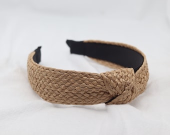Woven Straw Knot Headband - Braided Summer Hair Accessory