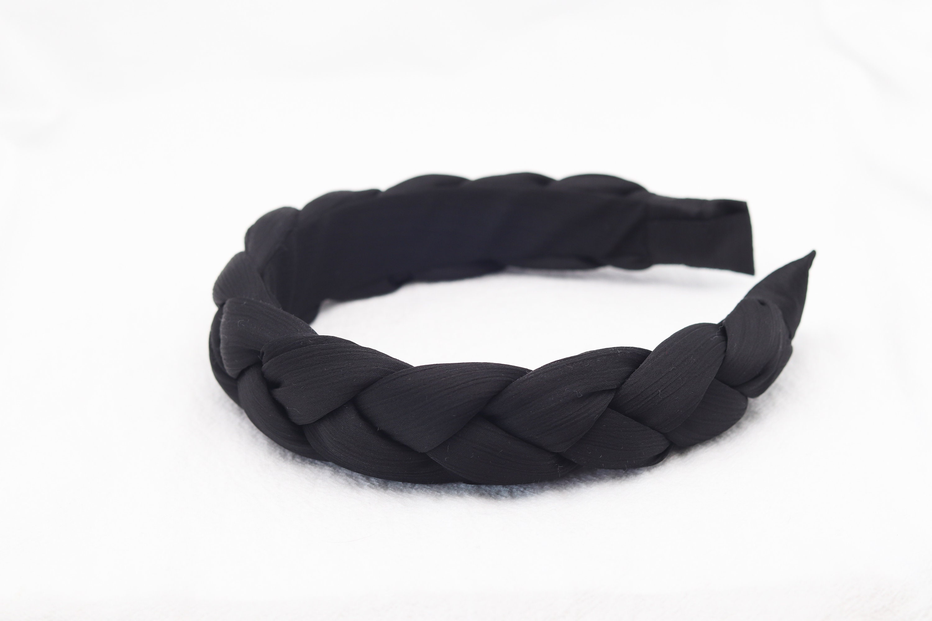Womens Black Satin Plait Headband Twist Thick Braid Hairband - Etsy