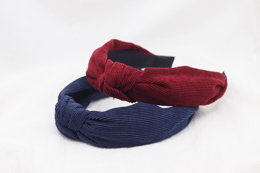 Womens Corduroy Fabric Headband Twist Claret Hairband