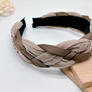 Frauen breites braun Plait Stirnband dickes Zopf Haarband gewebtes Stirnband Lady geflochtenes Samt gepolstertes Alice Band Kopf Haarschmuck