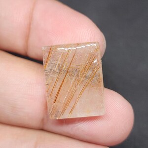 Golden Rutile Quartz Cabochon: Rectangle Loose Gemstone (20x15x6mm)