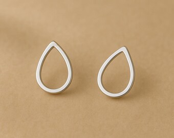Sterling Silber Teardrop Ohrstecker: Minimalist Umriss Drop Schmuck