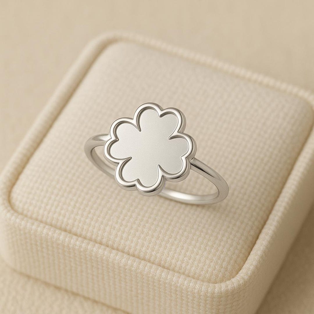 Sterling Silver Four Leaf Clover Ring • Minimalist Good Luck Jewelry - Etsy