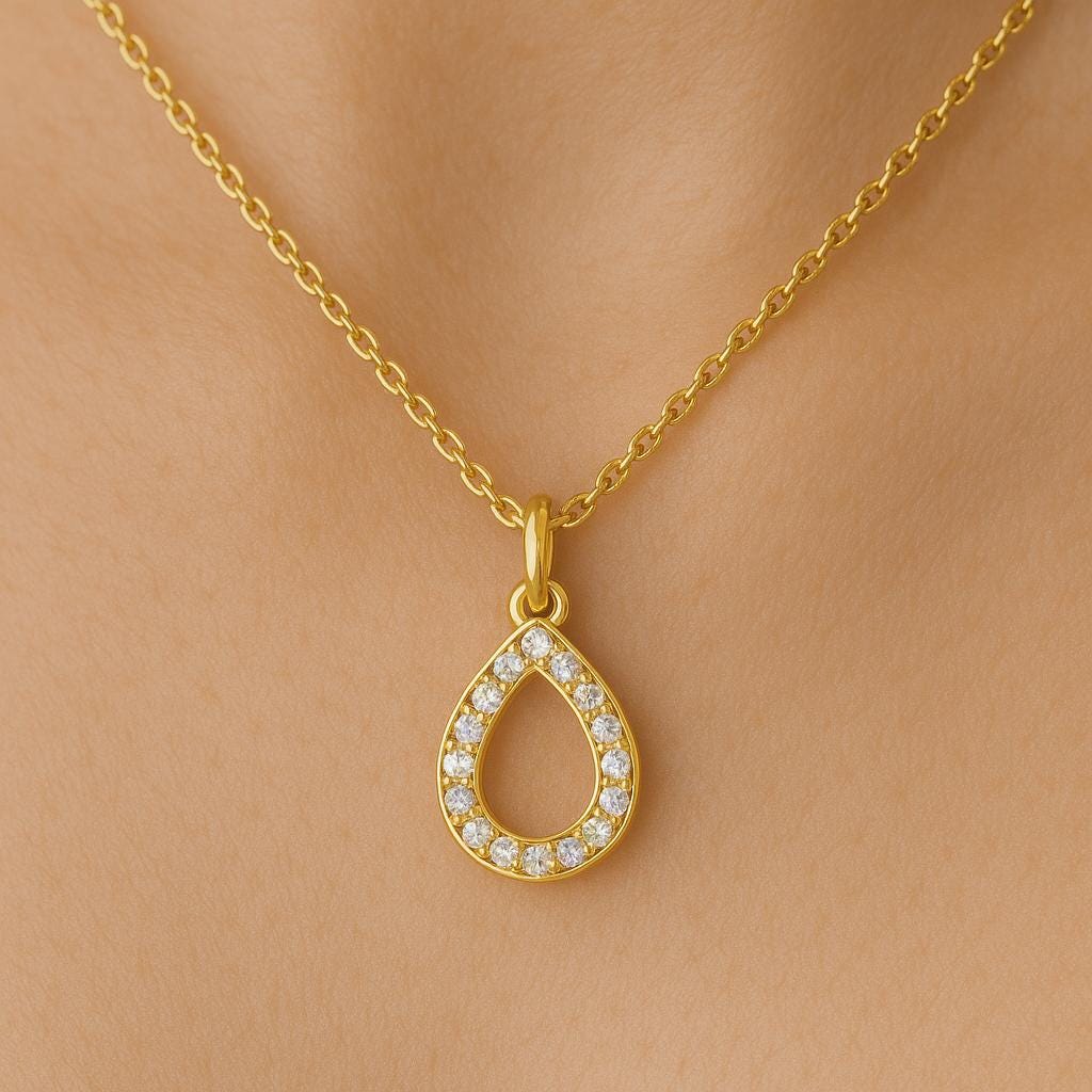 アクセサリー OX JEWELRy TEAR DROP NECKLACE Sterling Silver Teardrop CZ Pendant Necklace: Halo Drop Jewelry - Etsy