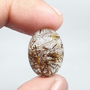 Golden Rutile Quartz Cabochon: 50.05 Carat Oval Loose Gemstone