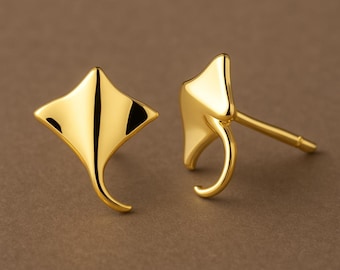 Sterling Silver Stingray Earrings: Minimalist Manta Ray Studs