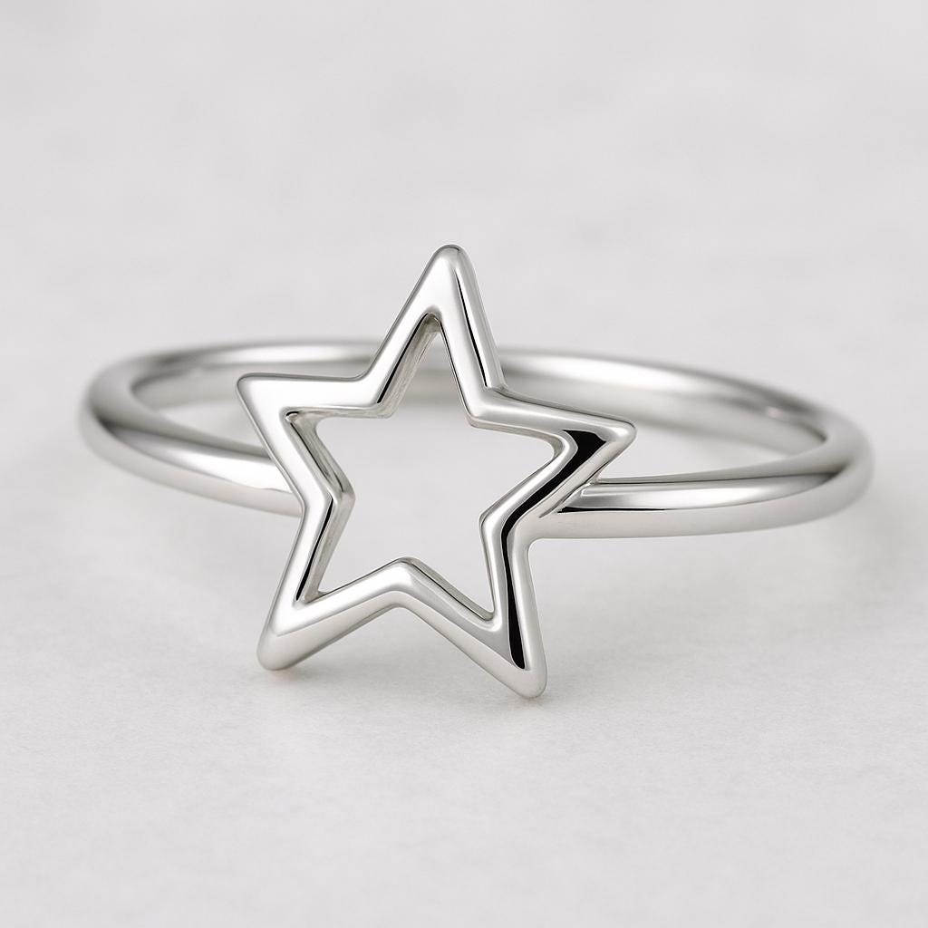 Star Ring Sterling Silver Star Ring: Minimalist Open Star Band - Etsy