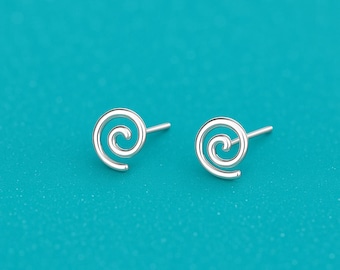 925 Silver Spiral Stud Earrings • Minimalist Swirl Earrings • Everyday Jewelry