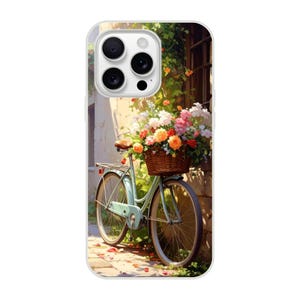 Vintage Bicycle iPhone Case – Flower Basket Cottagecore | Soft Pastel Floral Design