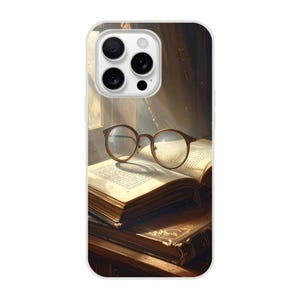 Etui na iPhone'a z motywem okularów i poezji w stylu wiktoriańskim – Dusty Study Dark Academia Design