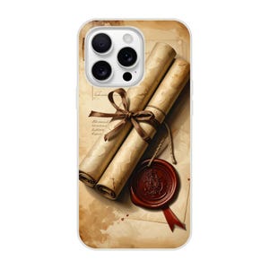 Étui pour iPhone vintage Scrolls & Wax Seal - Sepia Dark Academia Ephemera Aesthetic