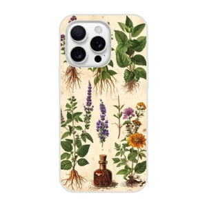 Vintage Herb Chart iPhone-hoesje – Rooted Botanical Design | Cottagecore Plant Study Aesthetic