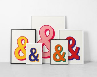 A3 Ampersand printable poster in different colour variations | Bold printable poster for home or studio