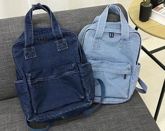 denim school backpack