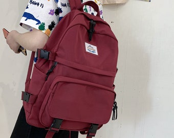 dark red backpack