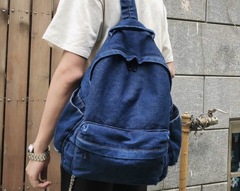 denim school backpack