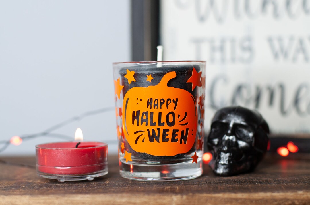 Happy Halloween Votive Candle Holder 100 Pure Beeswax Etsy