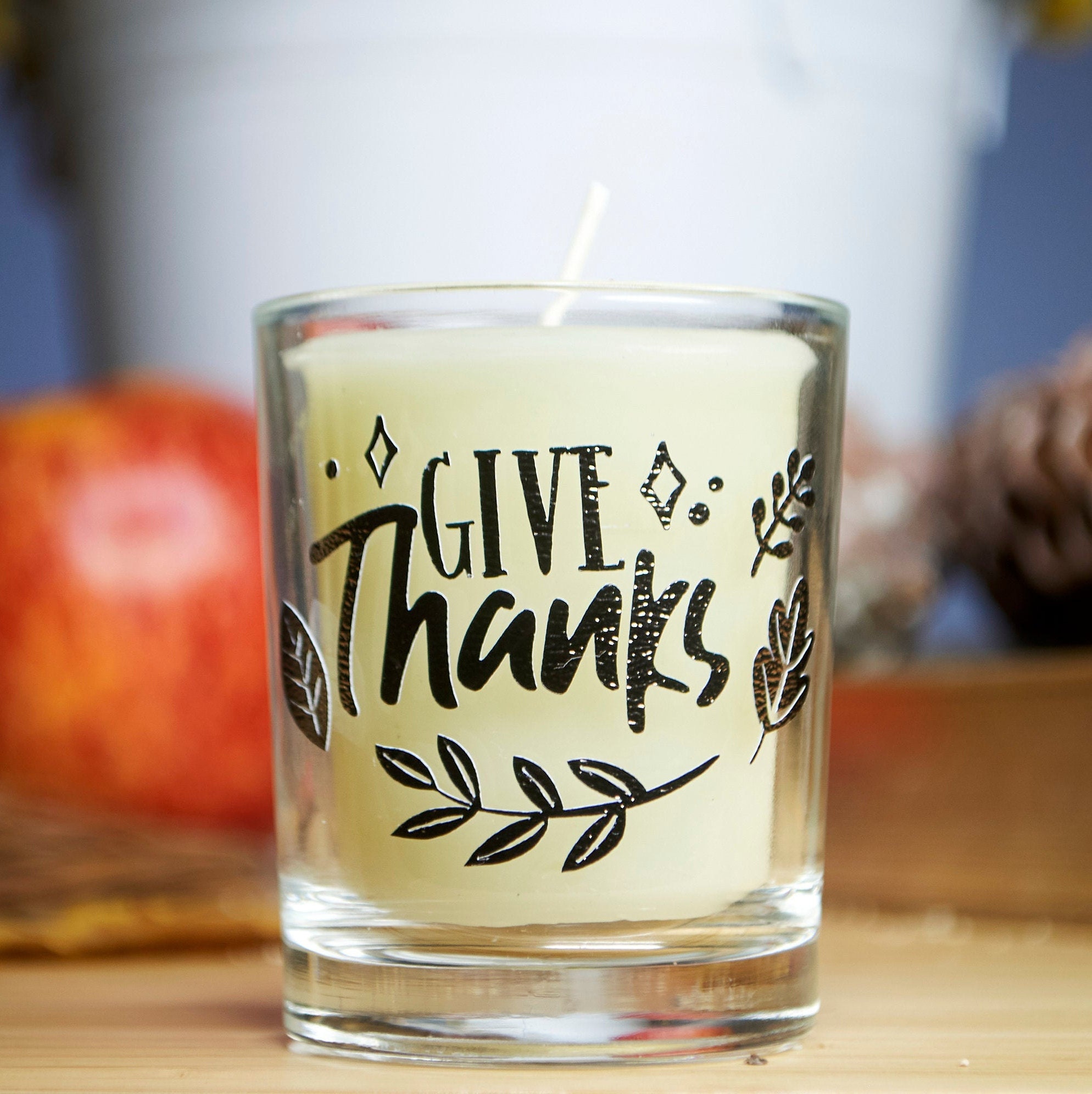 Thanksgiving Candle Holder Glass Votive Candle Holder Etsy