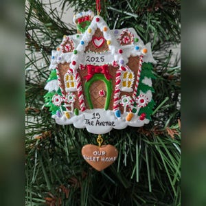 Home Sweet Home Gingerbread House Personalised Christmas Decoration - New House Hanging Xmas Tree Ornament - 1st Home Together